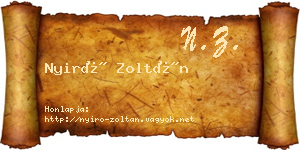 Nyirő Zoltán névjegykártya